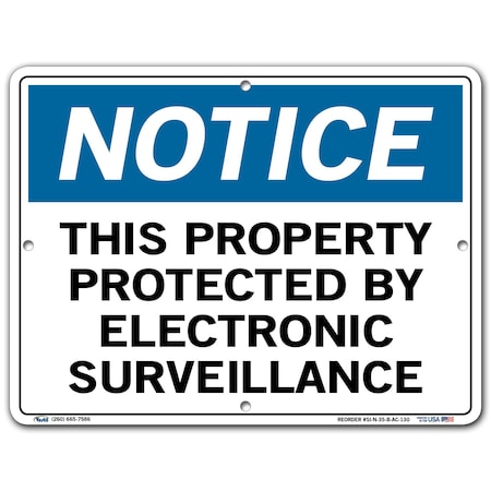 Vestil Aluminum Composite Sign, 9-1/2" Height, 12-1/2" Width, Aluminum Composite, Rectangle, English SI-N-35-B-AC-130